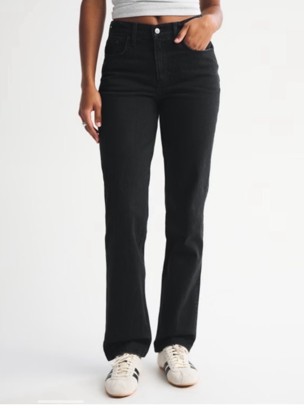 NWT Abercrombie & Fitch Curve Love 90s Straight Mid Rise Jean Black Size 28 Long